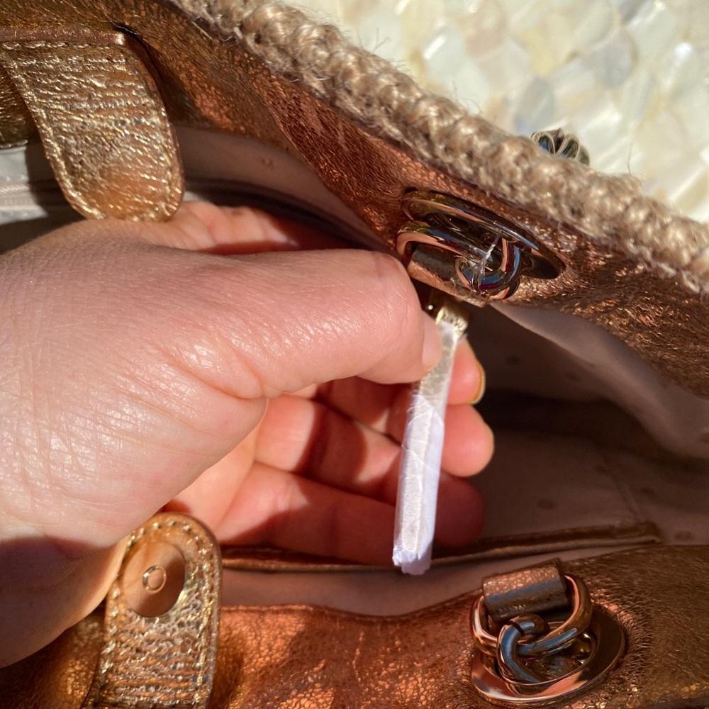 Kate Spade gold sequin & natural small shoulder bag with gold leather - Picture 11 of 15